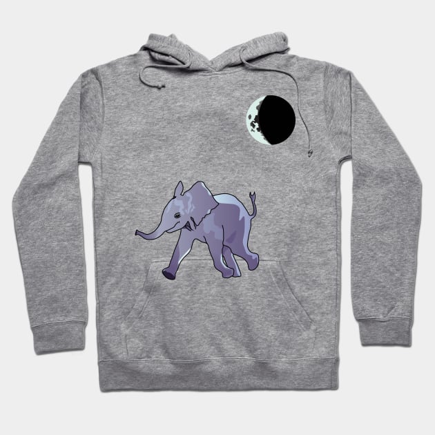 Baby Elephant's Midnight Stroll Hoodie by ThinkingSimple